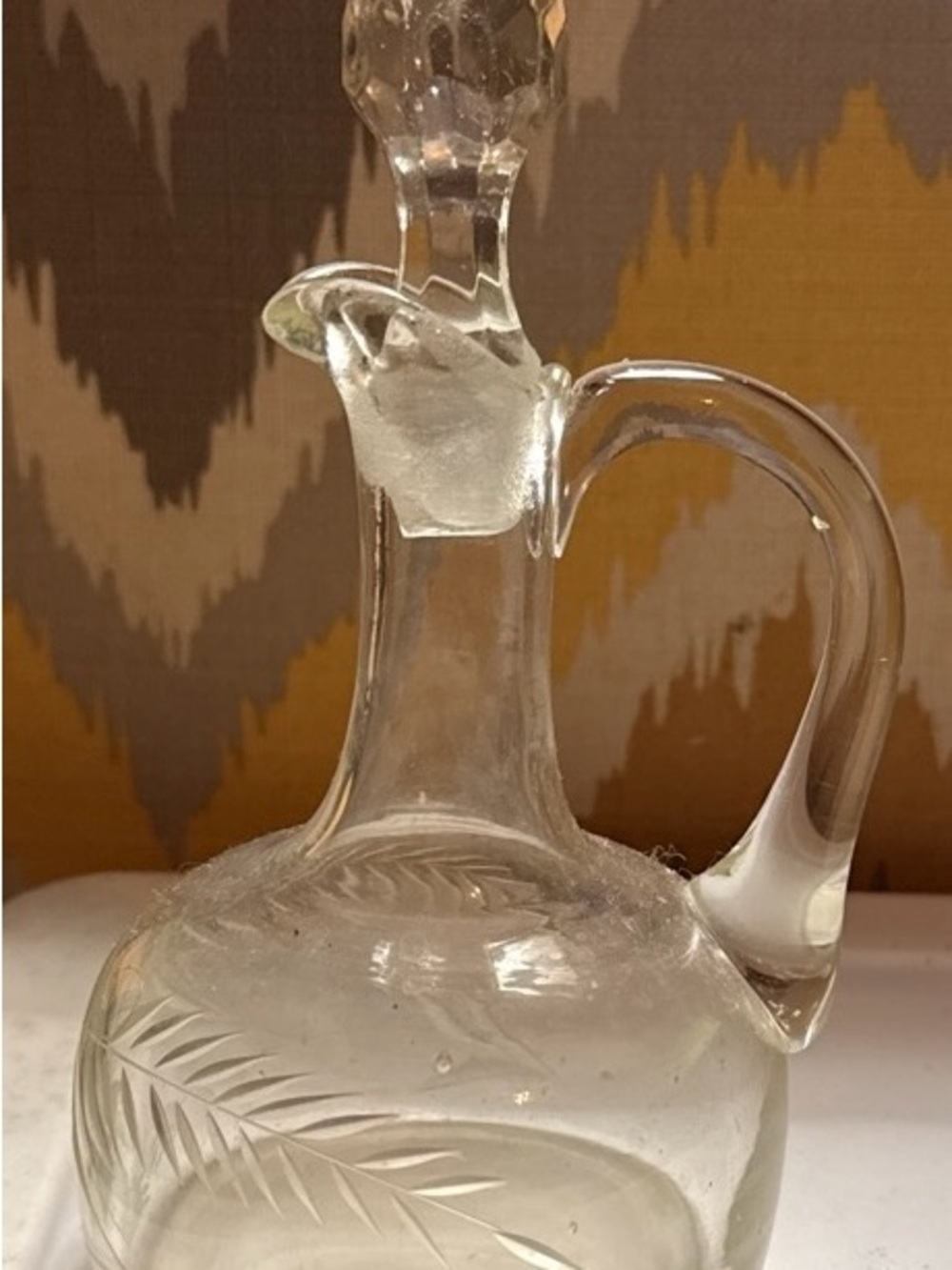 Vintage Vinaigrette Glass  Etched Jug With Stopperm